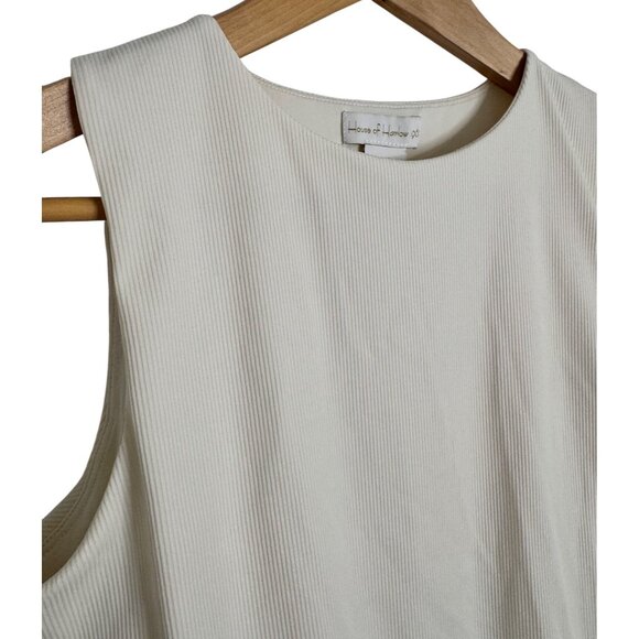 House Of Harlow Stretch 90's Bodysuit Size Large Ivory Ribbed - Picture 6 of 8